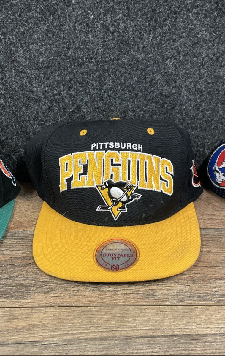 Lot 3 Mitchell & Ness NFL Dolphins NHL Penguins Grateful Dead Snapback Hats