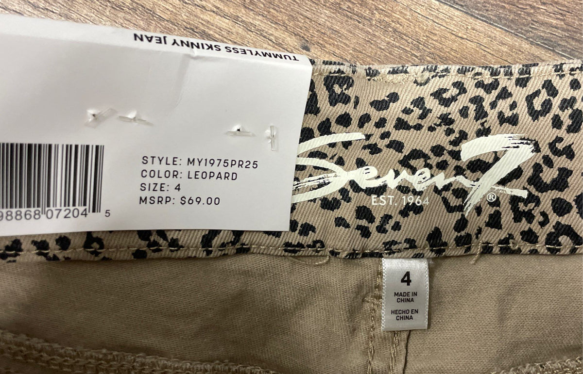 Seven7 Women's Tummyless Skinny Jeans Leopard Print High Rise Sz 4 NWT