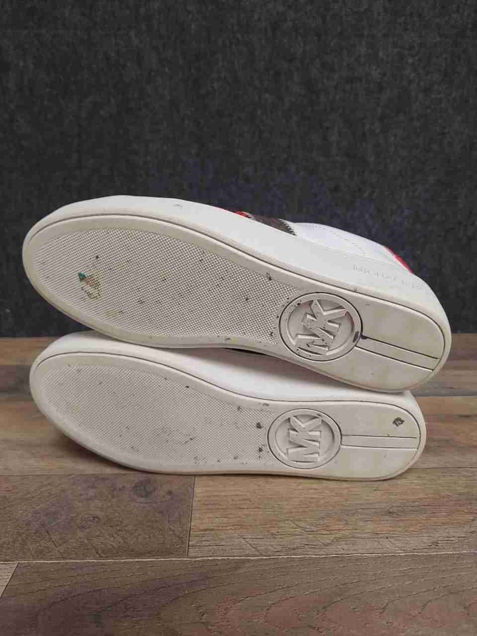 Michael Kors Poppy White Brown Red Snakeskin Platform Sneakers Women's Size 9M