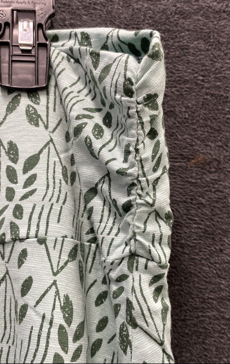 Toad & Co Women's Mint Green Botanical Leaf Print Ruched Side Skirt Size L