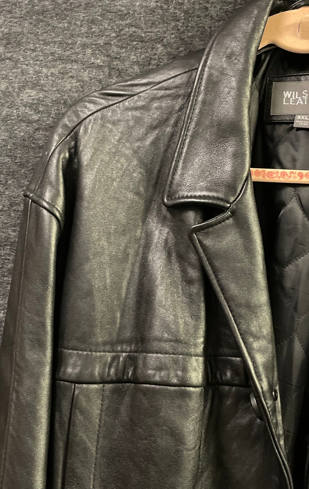 Wilsons Leather Men's Black Quilted Lined Button Car Coat Jacket Sz 3XLT