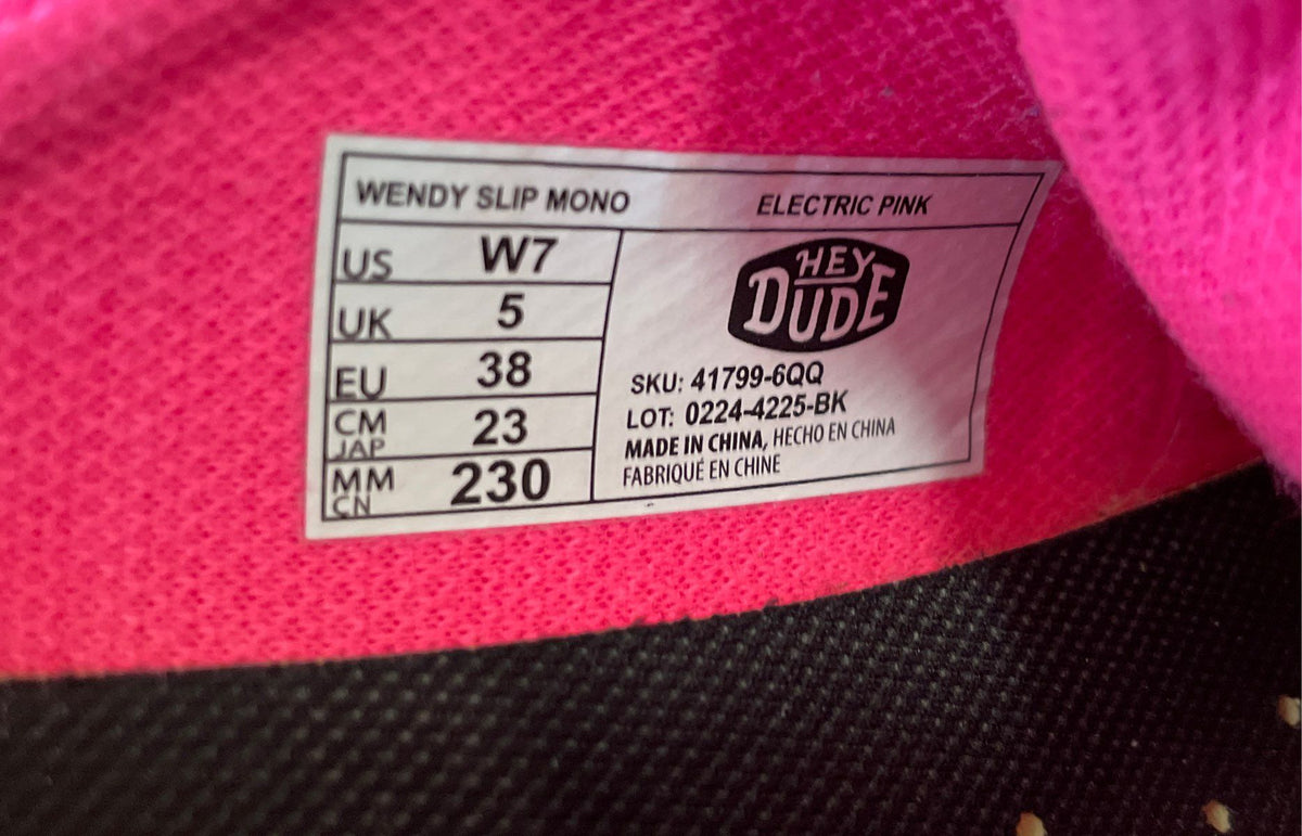 Hey Dude Wendy Slip Mono Electric Pink Women's Mule Sneakers Size 7