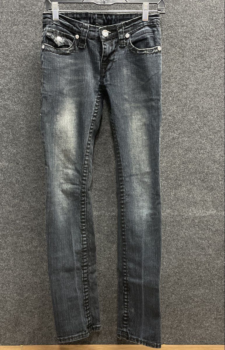 True Religion Women's Joey Super T Jeans Dark Wash Gray Bootcut Sz 27