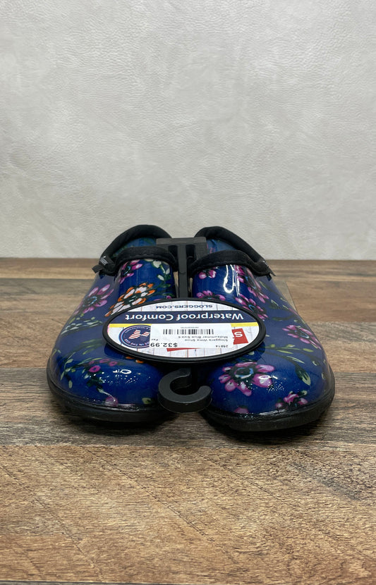 Sloggers Midsummer Blue Floral Waterproof Garden Shoe Clog Women's Size 6 NWT