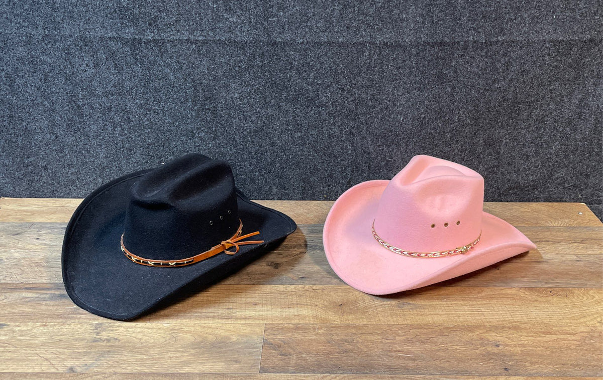 Western Express & Hat Biz Cowboy Hats Lot of 2 Pink & Black Western Sz S/M