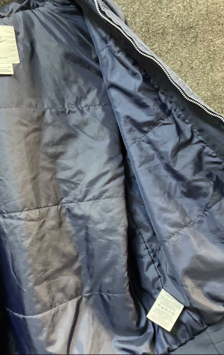 Nike Men's Navy Blue Therma-FIT Quilted Lined Canvas Hooded Workwear Jacket Sz S