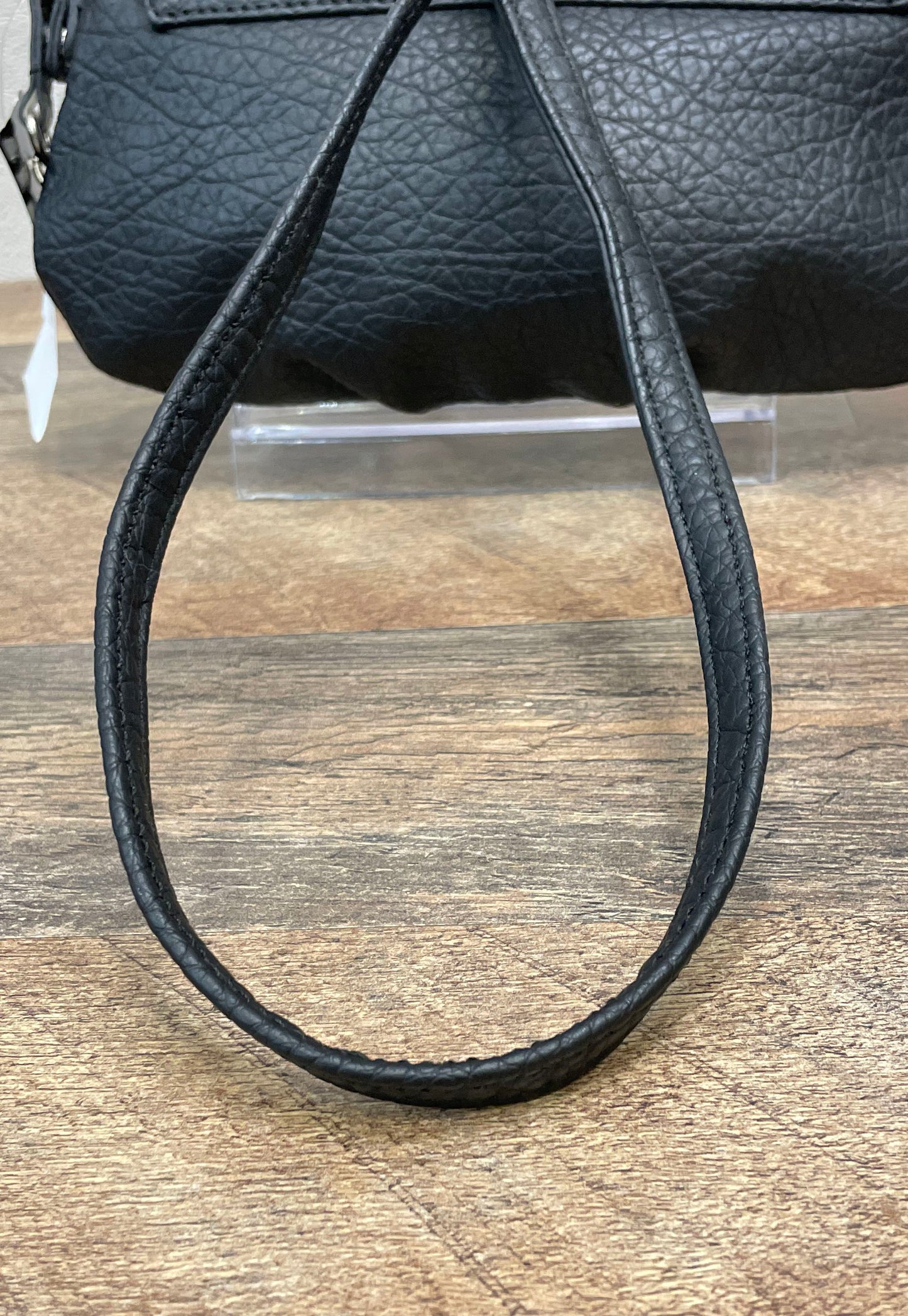 Nine West Black Pebbled Archie Crossbody Bag Silver Chain Strap NWT
