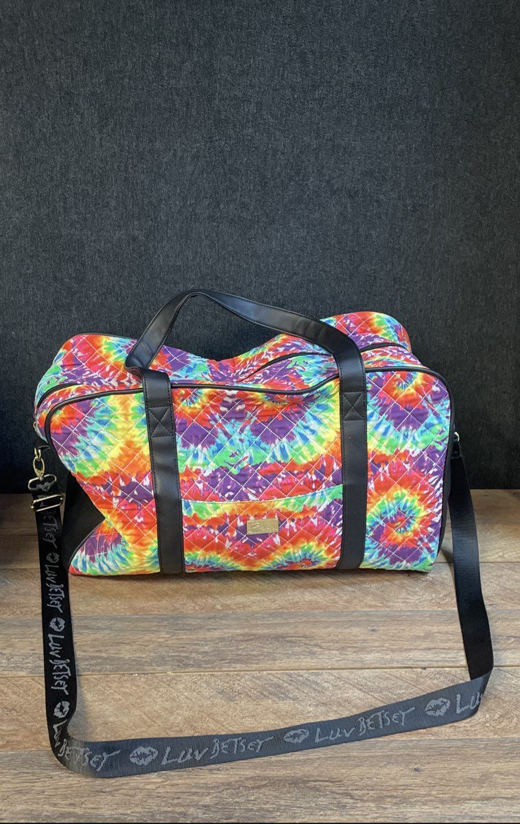 Luv Betsey by Betsey Johnson Rainbow Tie Dye Quilted Duffle Bag Weekend Travel