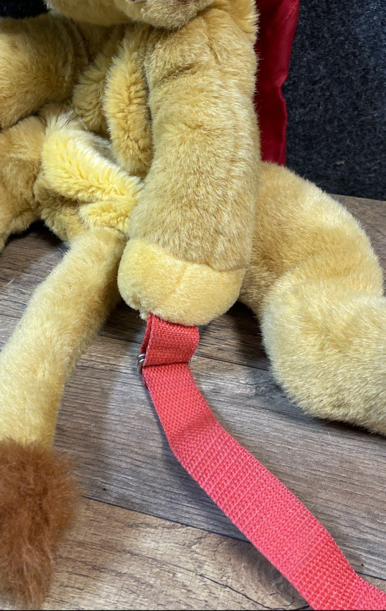 Vintage 90s Disney The Lion King Simba Plush Character Backpack Gold