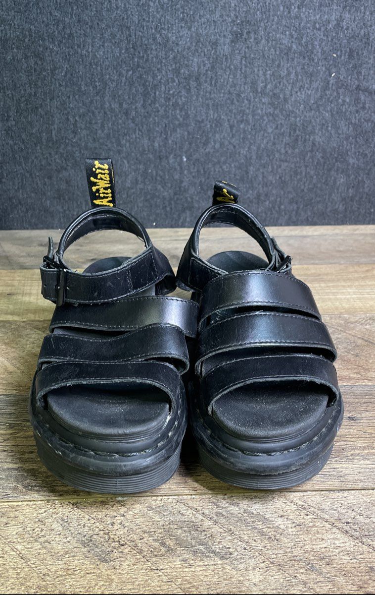 Dr. Martens Blaire Black Leather Platform Sandals Women's Size 5