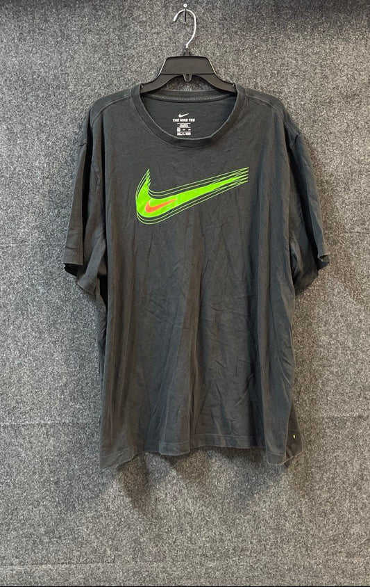 Nike Men's Graphic Swoosh T-Shirt Black Neon Green Short Sleeve Tall Sz 3XL