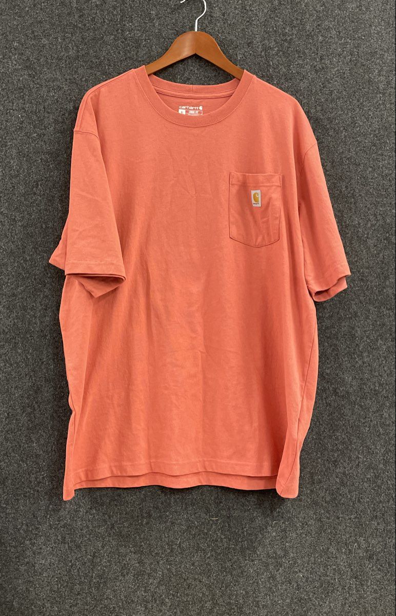 Carhartt Men's K87 Heavyweight Short Sleeve Pocket T-Shirt Coral Sz XL
