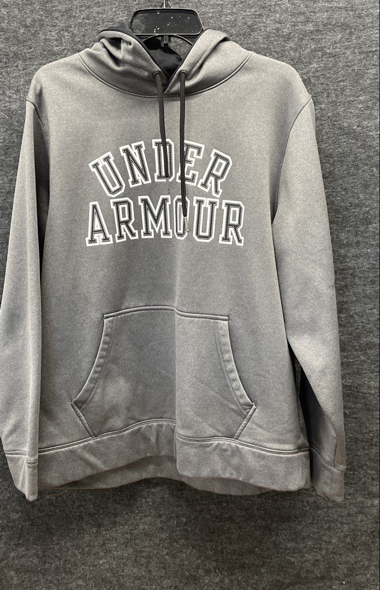 Under Armour Men's Gray Fleece Pullover Hoodie Loose Fit Sweatshirt Sz L