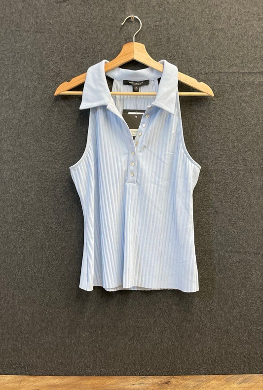 Marc New York Women's Pleated Sleeveless Polo Top Kentucky Blue Size M NWT