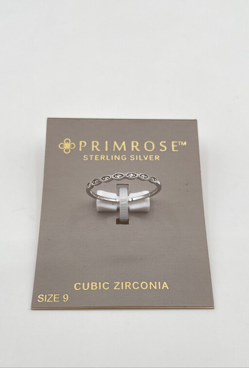 Primrose 925 Sterling Silver CZ Milgrain Stackable Ring 4.5g