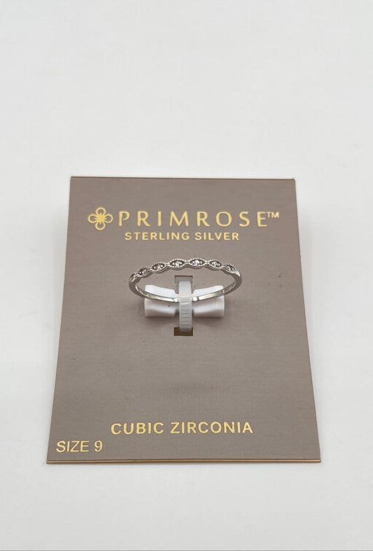 Primrose 925 Sterling Silver CZ Milgrain Stackable Ring 4.5g
