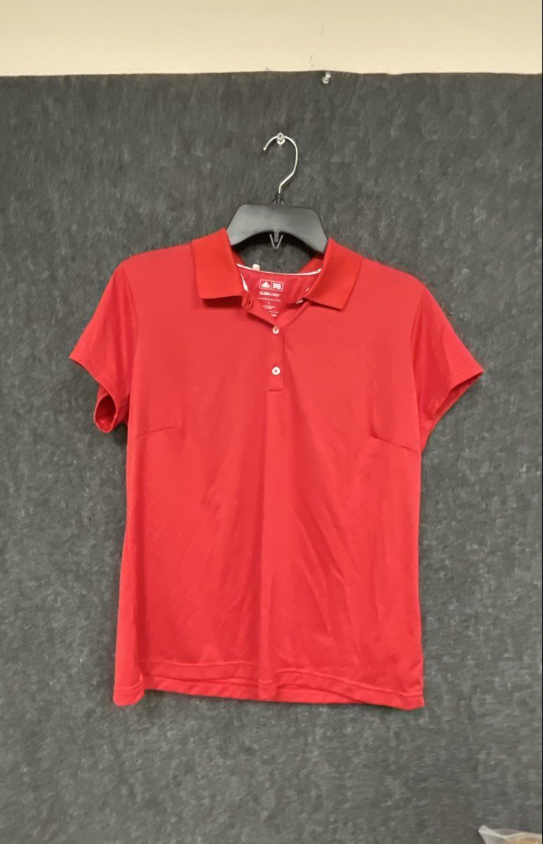 adidas Golf Women's Red ClimaCool Short Sleeve Athletic Polo Shirt Sz L