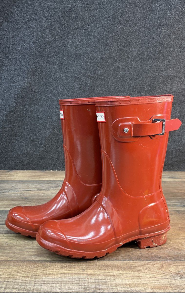 Hunter Women's Original Short Gloss Military Red Rain Boots Size 6