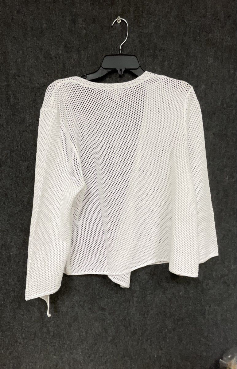 NIC+ZOE Women's Paper White Open Knit Mesh Drape Front Cardigan Sweater NWT XXL