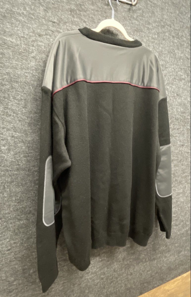 Vintage Y2K Platinum FUBU Men's Black Knit Sweater Grey Overlays Sz 4X