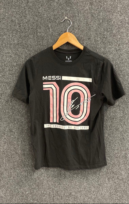 Messi Collection Men's Black GOAT Graphic T-Shirt 10 Signature Sz L