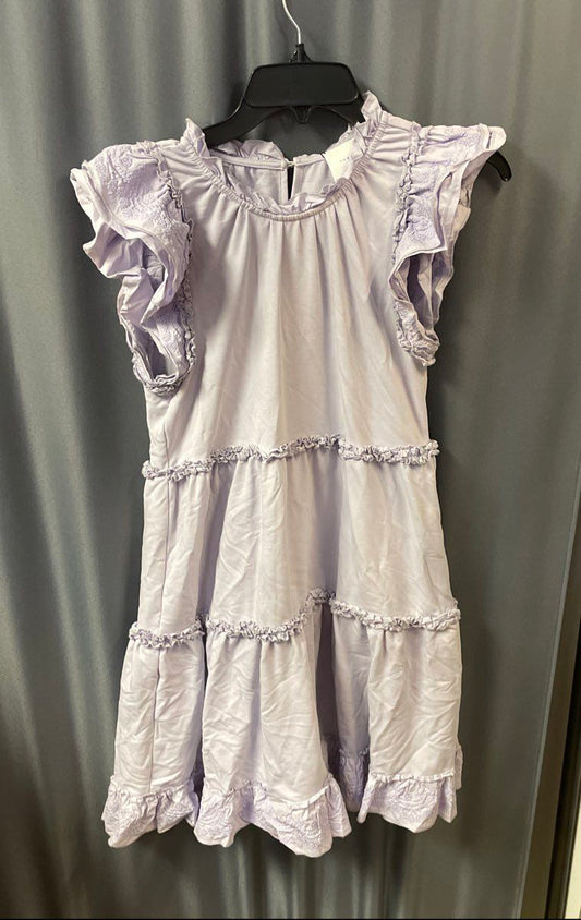 Sundays Women's Lilac Harlow Tiered Ruffle Flutter Sleeve Mini Dress NWT Size XS