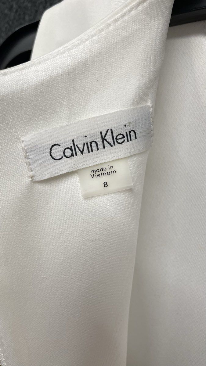 Calvin Klein Women's White Pink Floral Sleeveless Sheath Dress Size 8