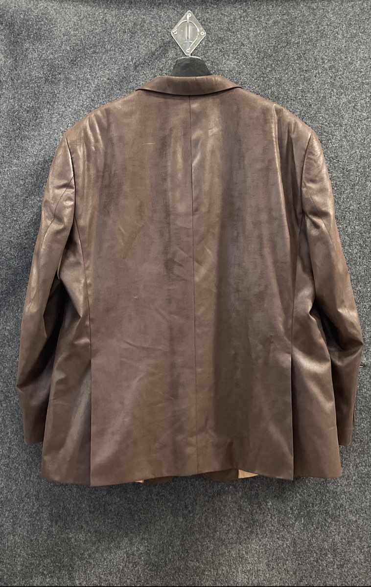 Andrew Fezza Men's Brown Leather 2-Button Blazer Sport Coat Paisley Lining