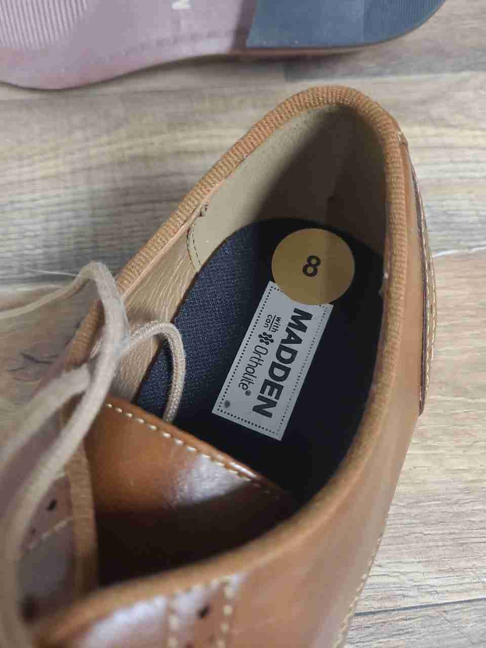 Madden Tan Perforated Toe Brogue Men's Derby Dress Shoes Size 8