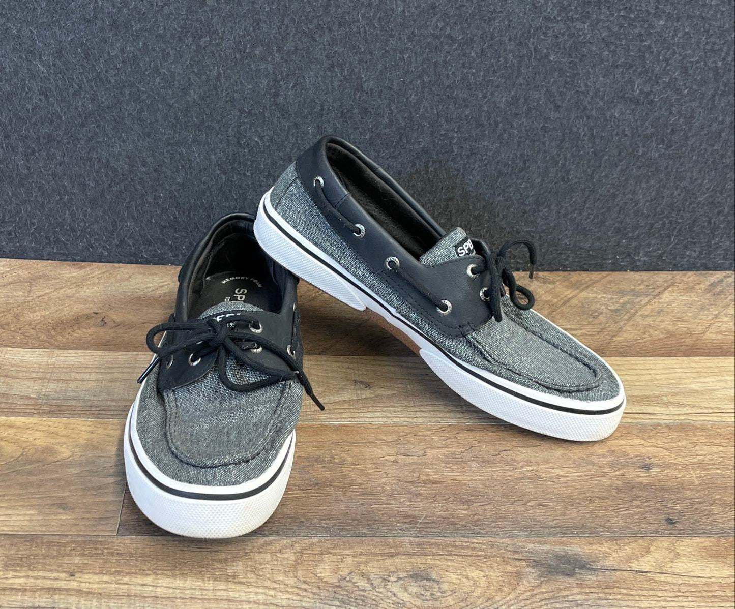 Sperry Bahama II Boat Sneaker Dark Grey Heather Canvas Men's Size 9