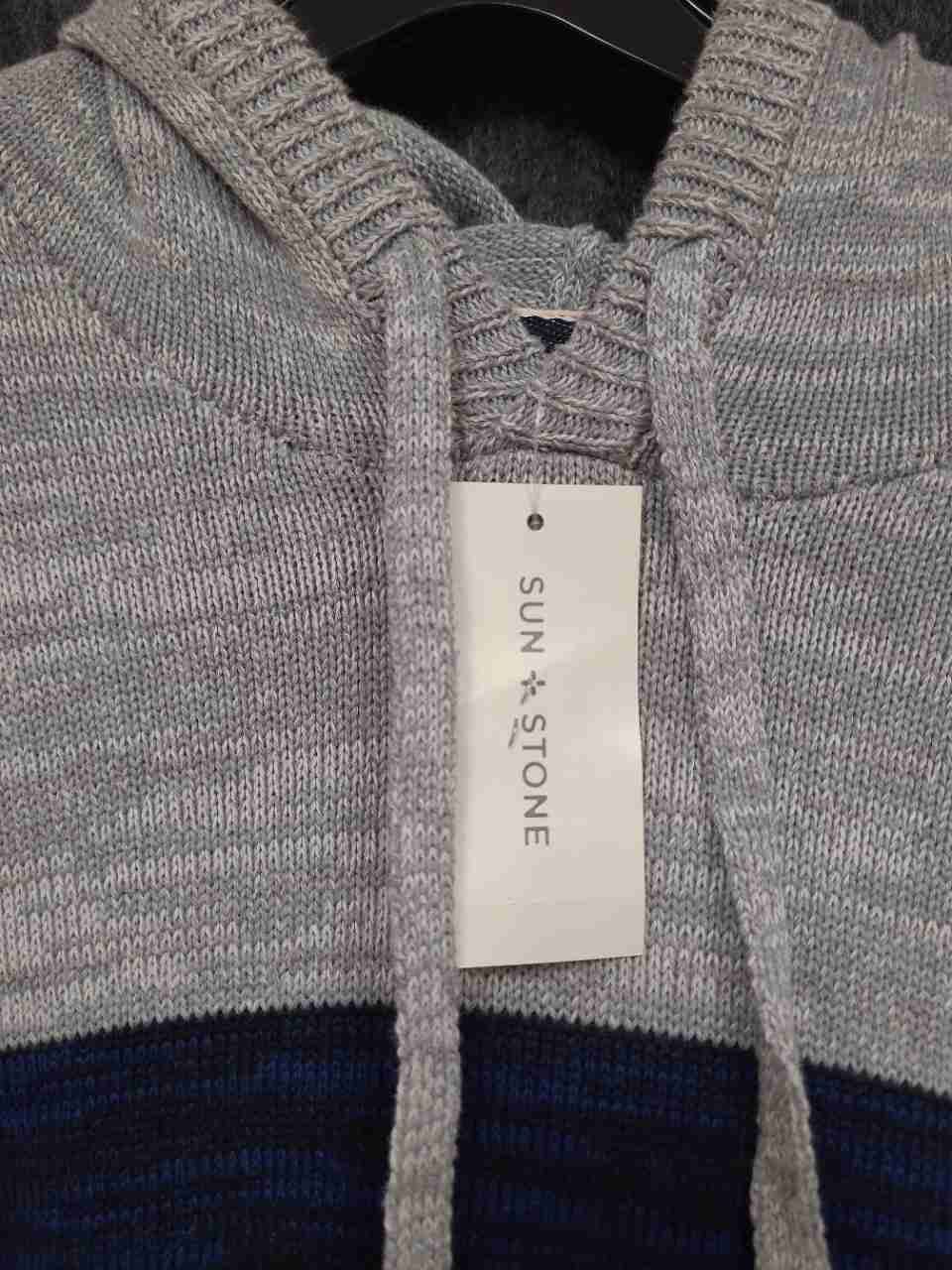 Sun + Stone Men's Sweater Hoodie Gray Blue Colorblock Marled Cotton Sz XL NWT