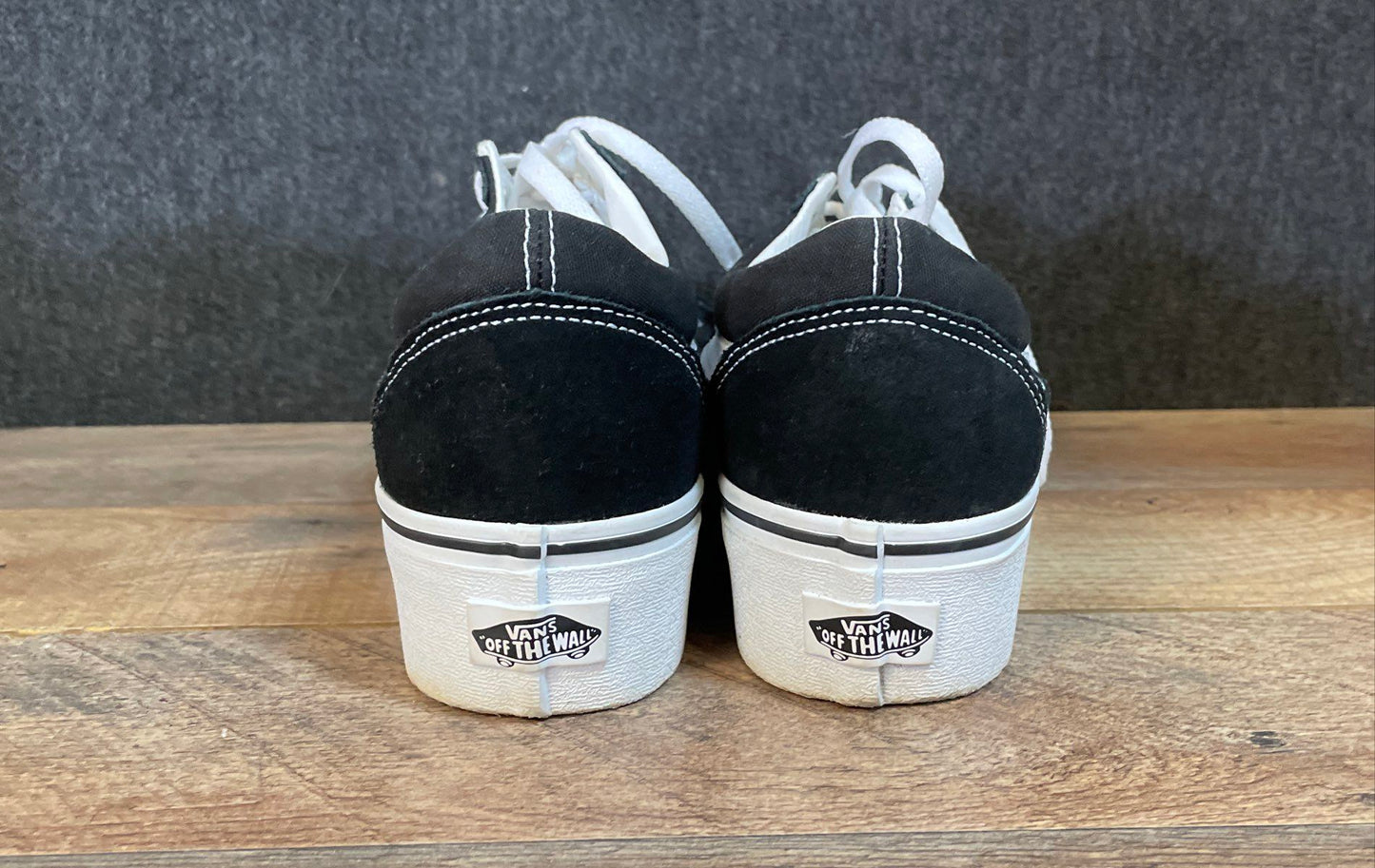 Vans Old Skool Platform Black White Low Top Sneakers Men 7.5 Women 9