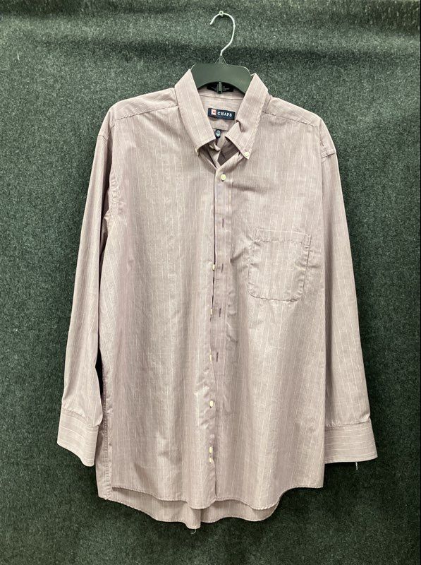 Chaps Men's Long Sleeve Button Down Shirts Lot of 3 Plaid Pinstripe Check Sz L