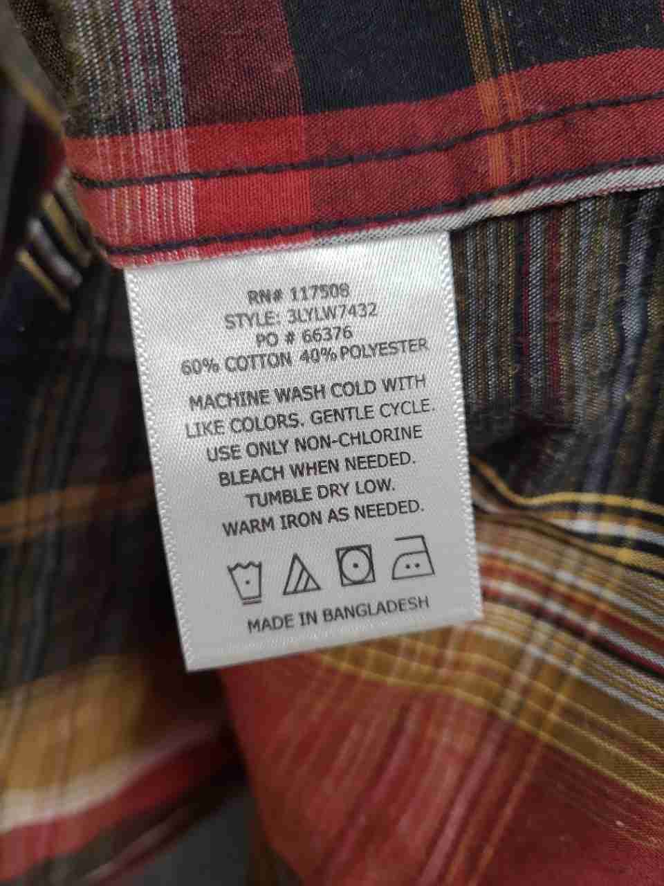 Levi's Men's Plaid Long Sleeve Button Up Shirt Red Orange Yellow Sz L