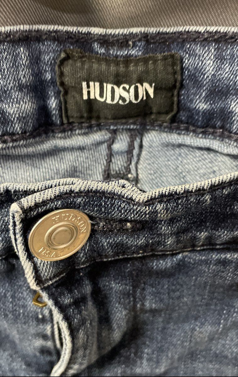 Hudson Women's Blue Skinny Jeans Medium Wash Whiskered Stretch Denim Size 27