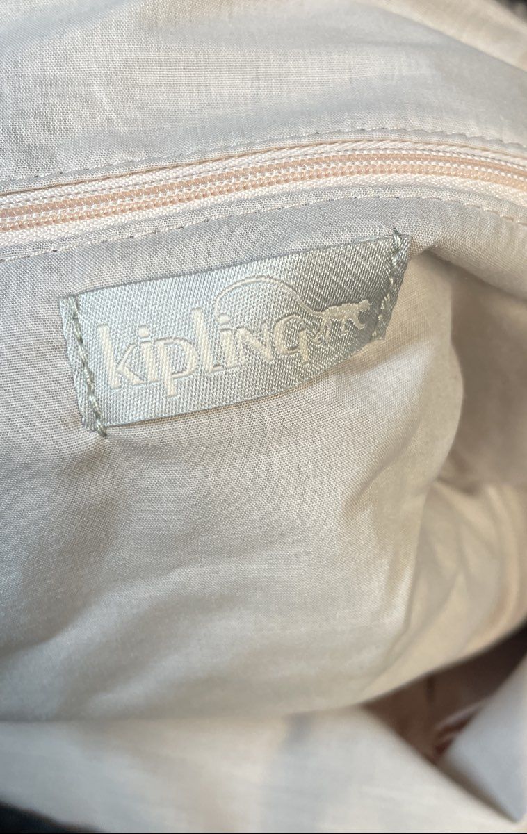 Kipling Black Nylon Satchel Crossbody Bag with Monkey Keychain Silver Hardware