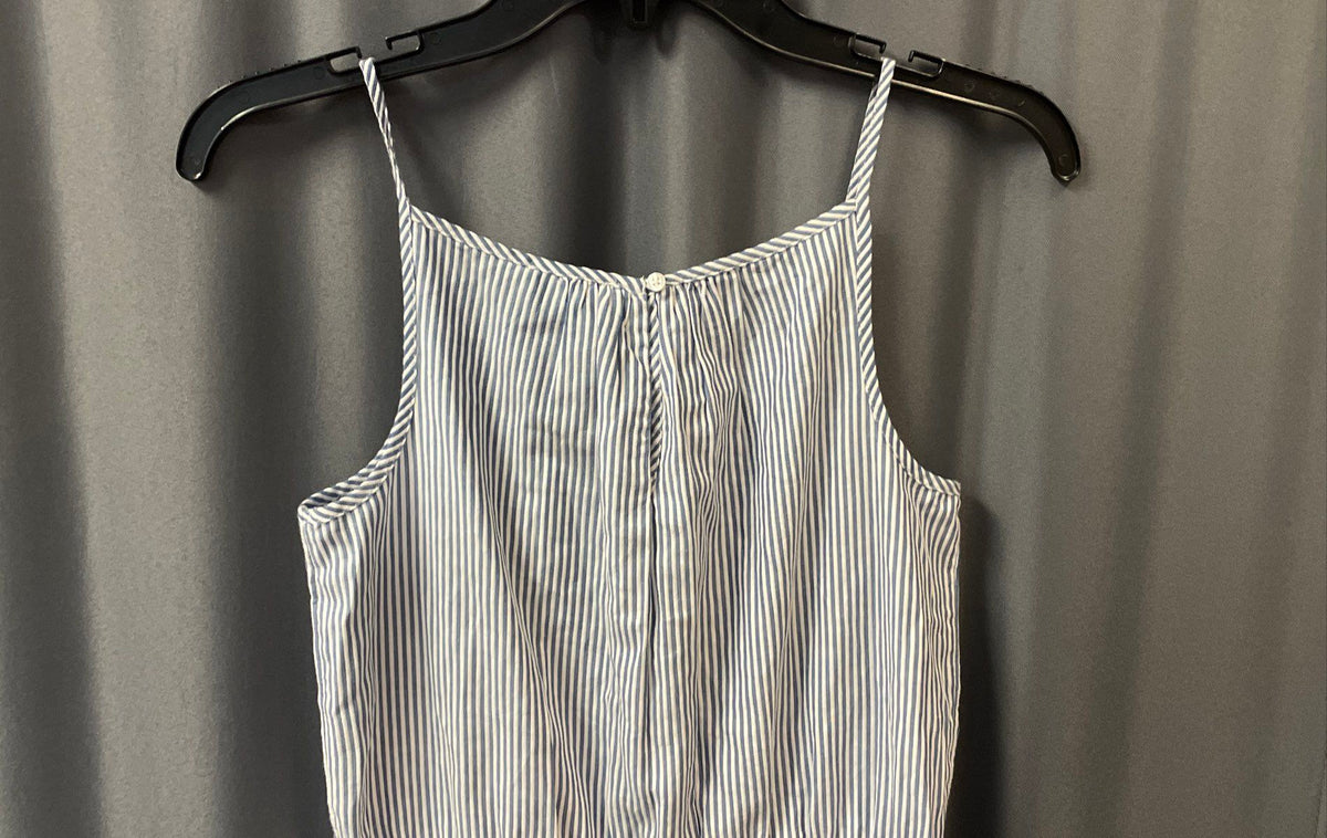 Vineyard Vines Women's Seersucker Romper NWT Blue White Embroidered Sz L