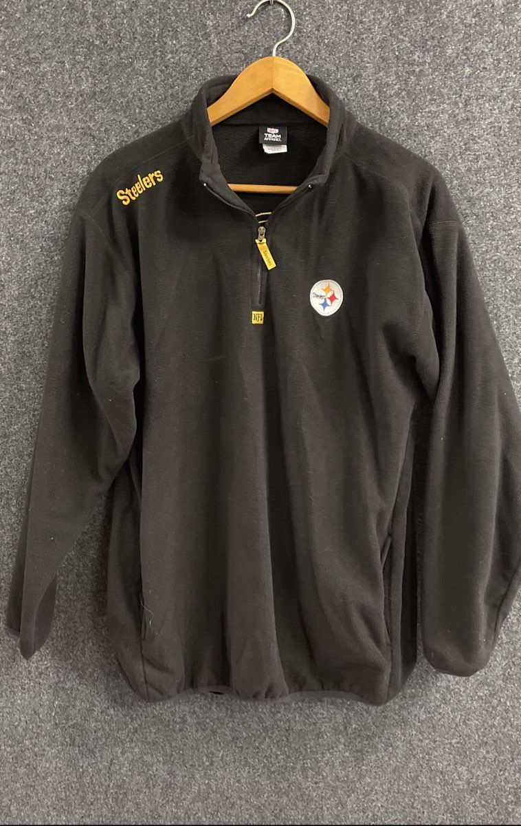 Men's Size XL Black NFL Team Apparel Steelers Logo 1/4 Zip Jacket