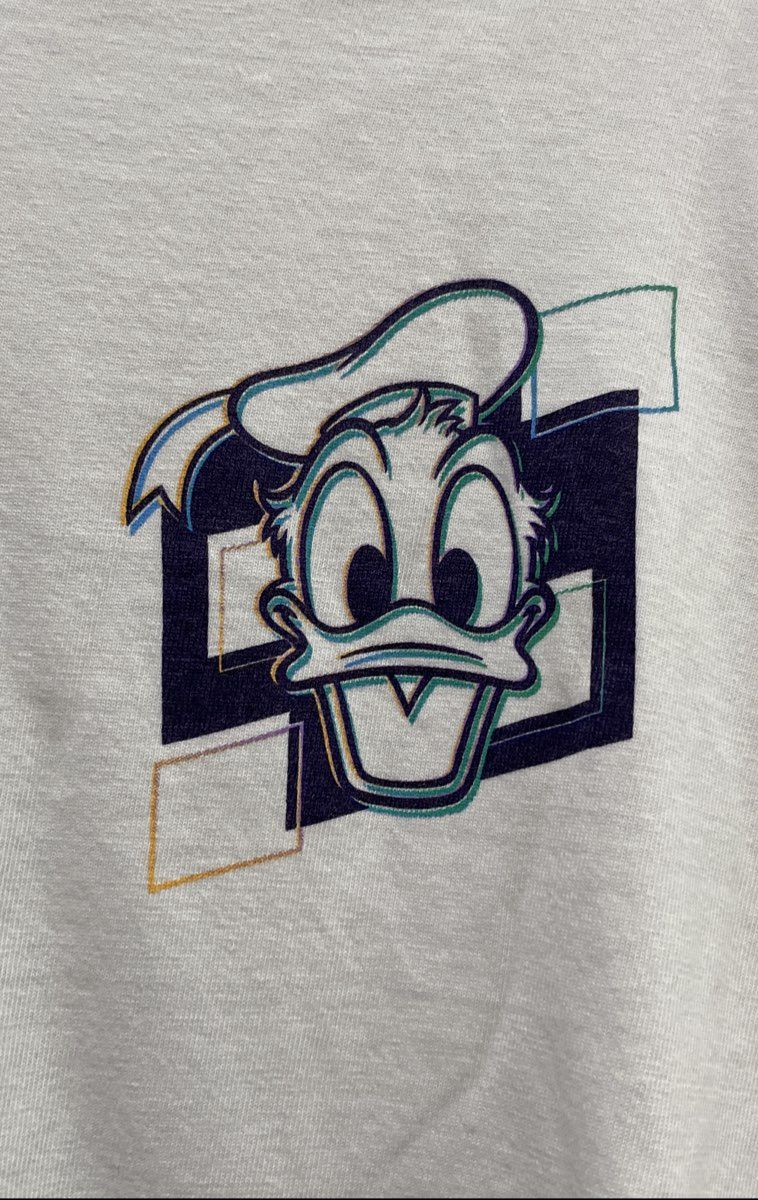 Disney Men's Long Sleeve T-Shirt White Donald Duck Angel Devil Graphic Sz L