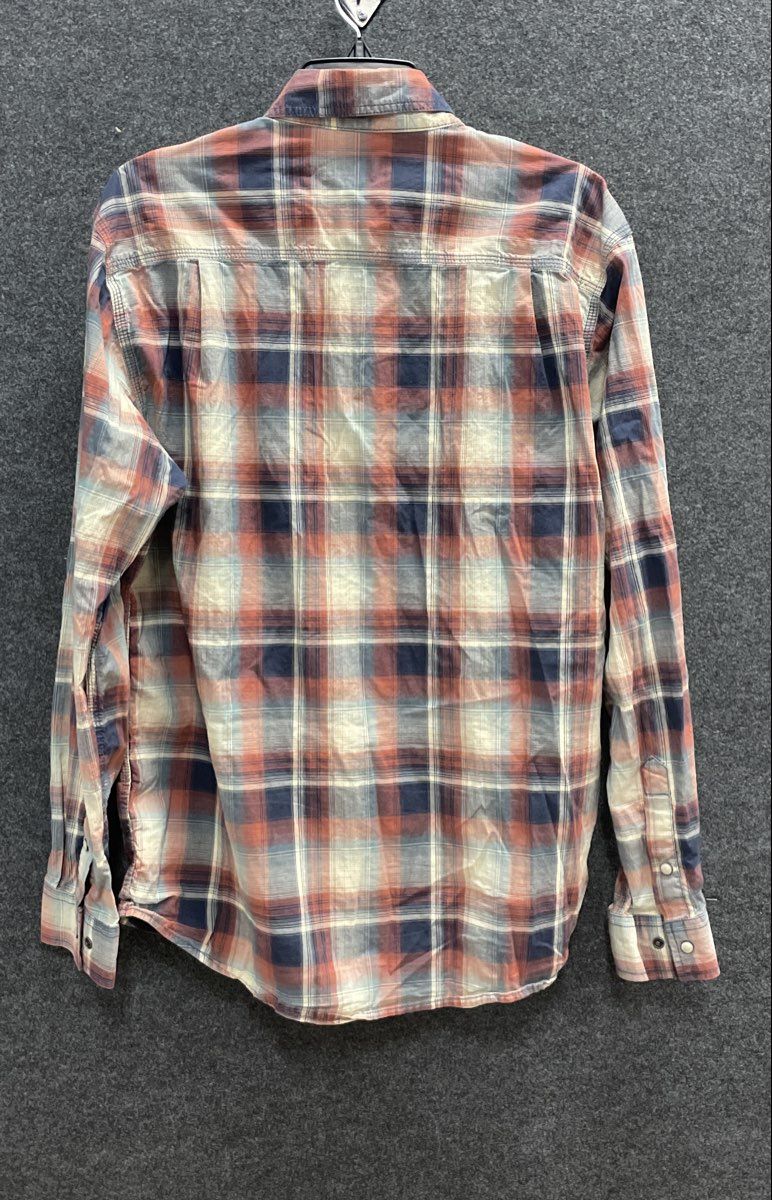 Carhartt Men's Rugged Flex Relaxed Fit Blue Orange Plaid Button Down Shirt Sz M