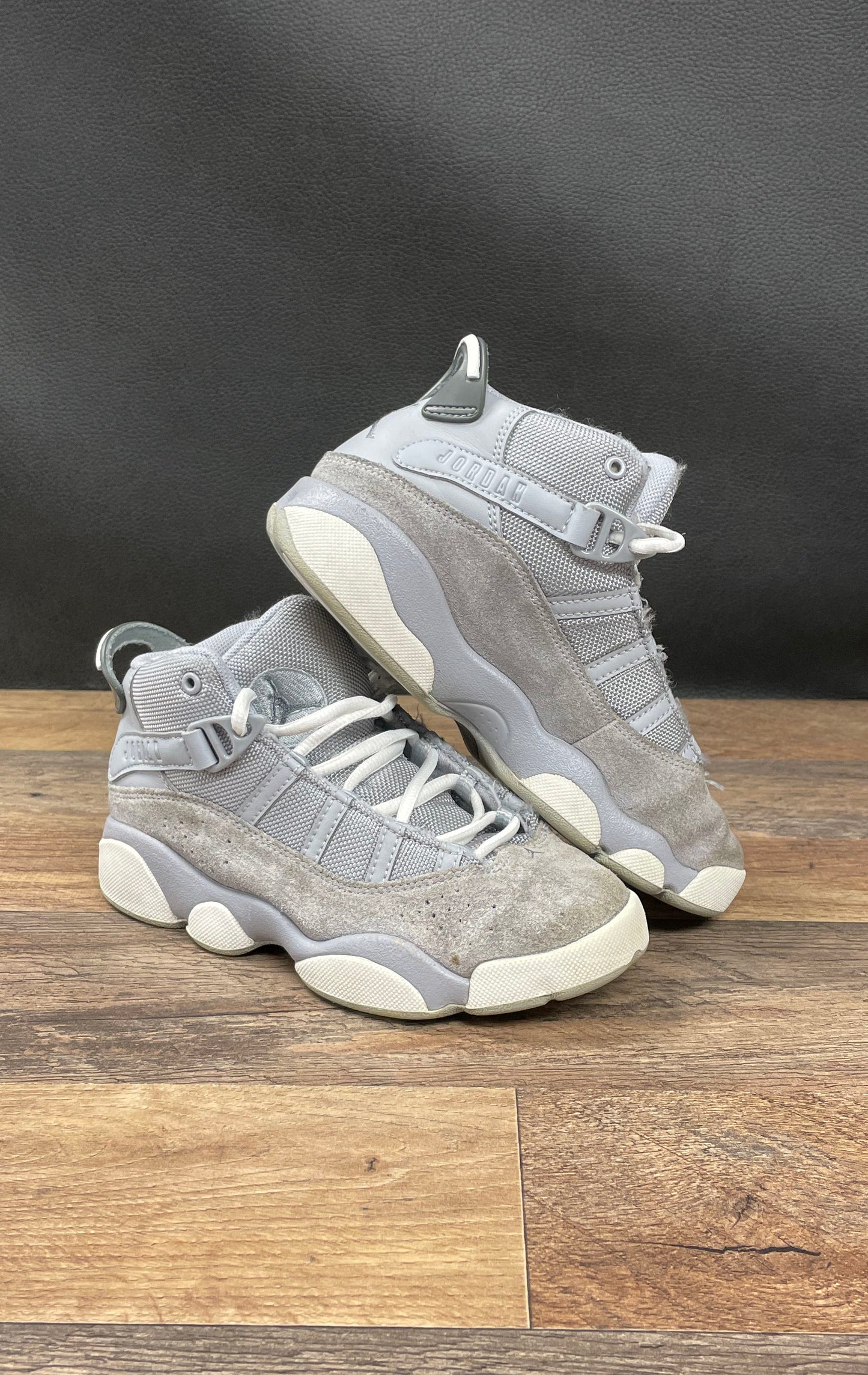 Jordan 6 Rings 'Wolf Grey/White/Cool Grey' Sneakers Youth size 2Y *IOB*