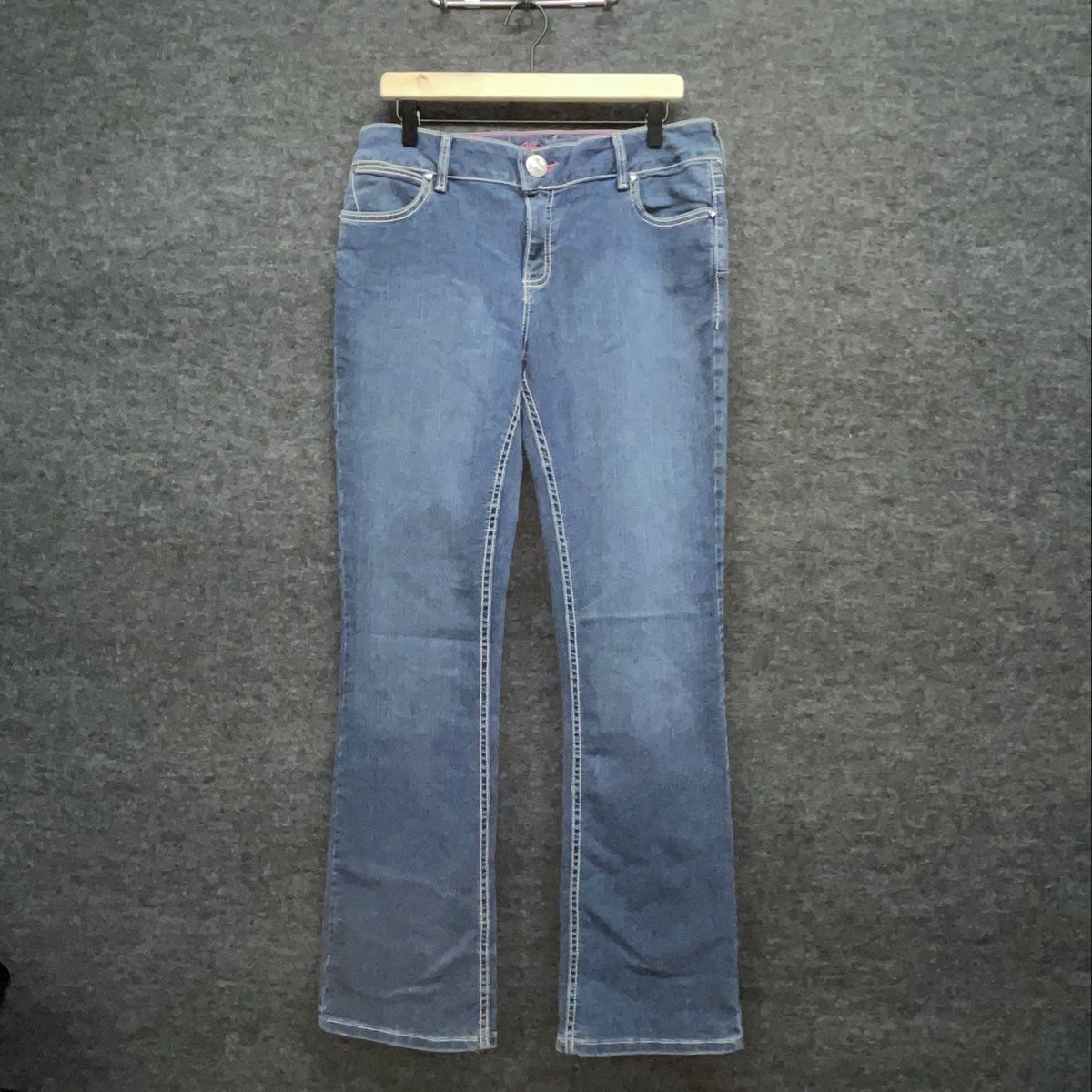 Wrangler Women's Blue Aura Bootcut Embroidered Pocket Jeans Sz 11/12x34