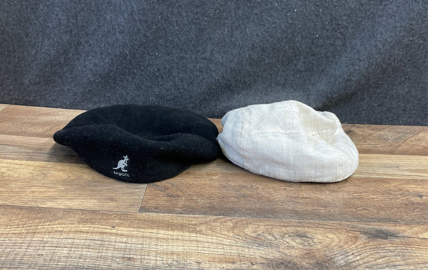 Lot of 2 Kangol & Lids Flat Cap Ivy Hats Black White Sz M & S/M