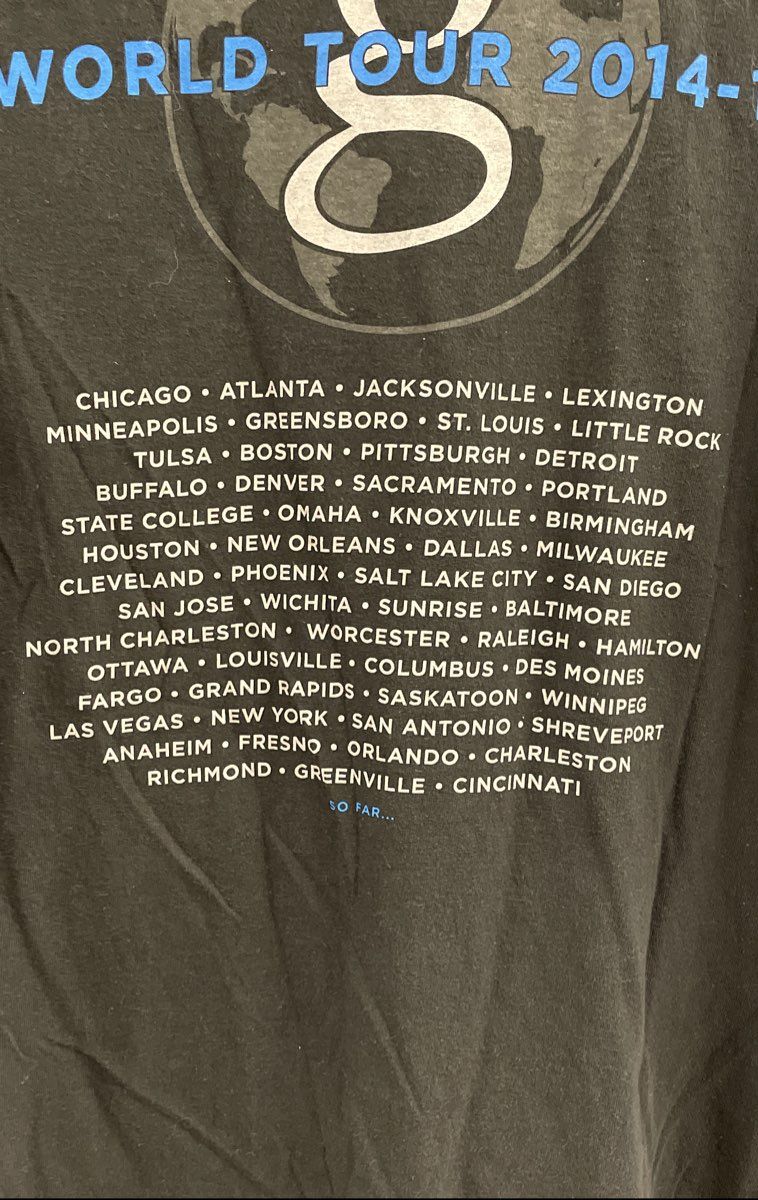 Garth Brooks World Tour 2014-2016 T-Shirt Hanes Double-Sided Graphics Sz XL