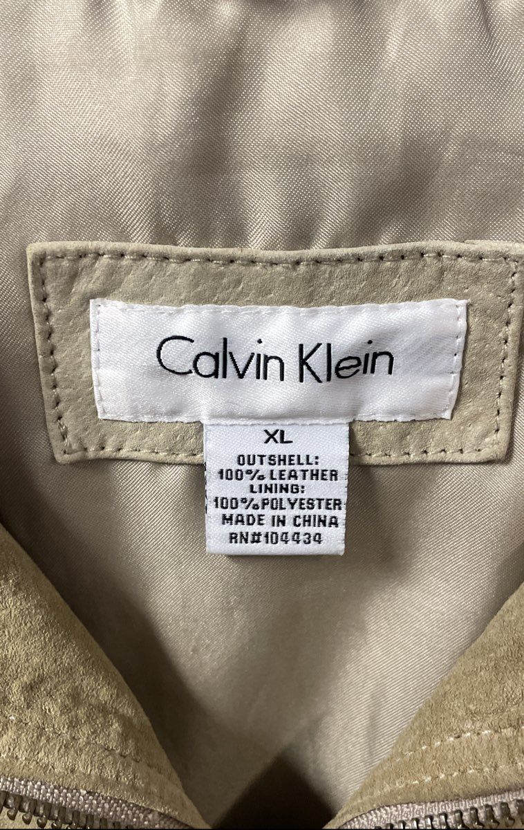 Calvin Klein Men's Tan Suede Perforated Full Zip Jacket Sz XL