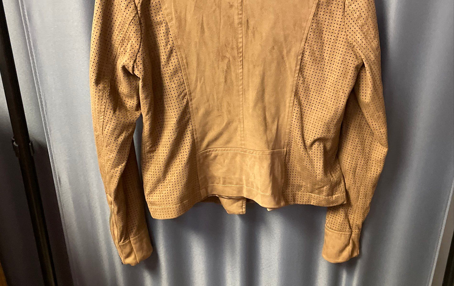 Kate & Mallory Women's Brown Sueded Perforated Moto Jacket Sz S