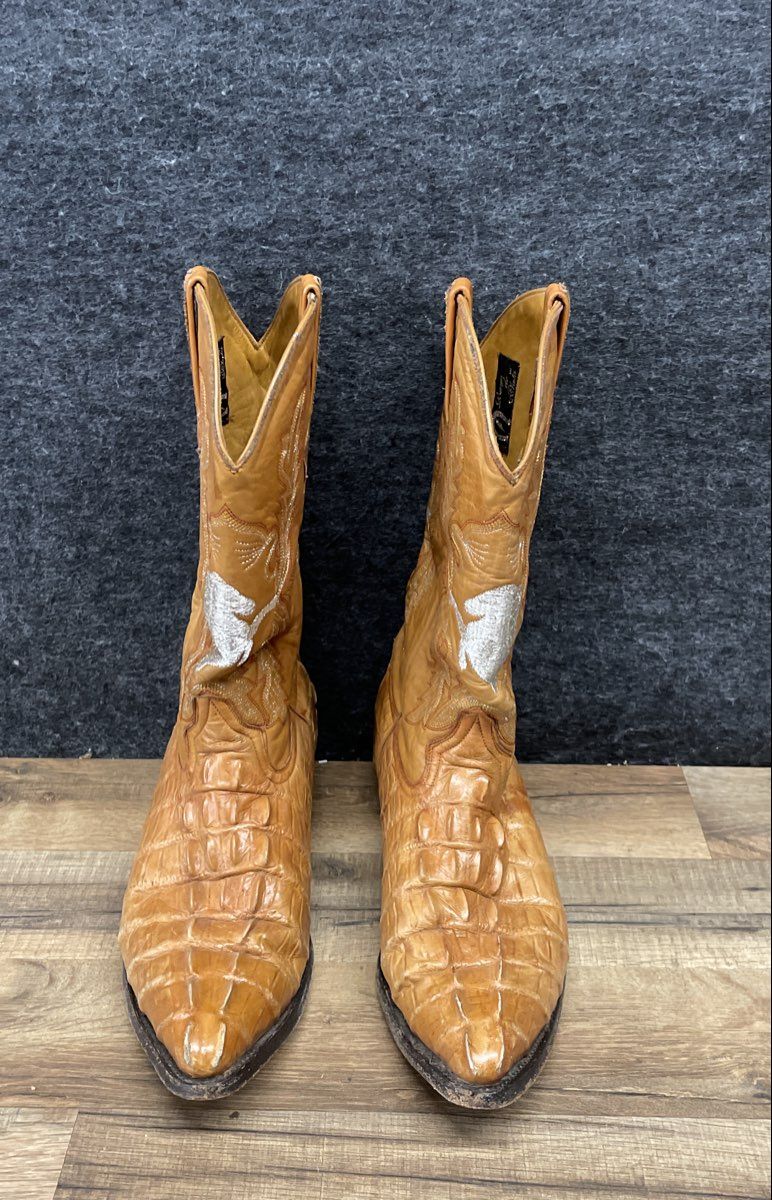 Botas Rayo de Plata Tan Faux Alligator Cowboy Western Boots Men's Size 11