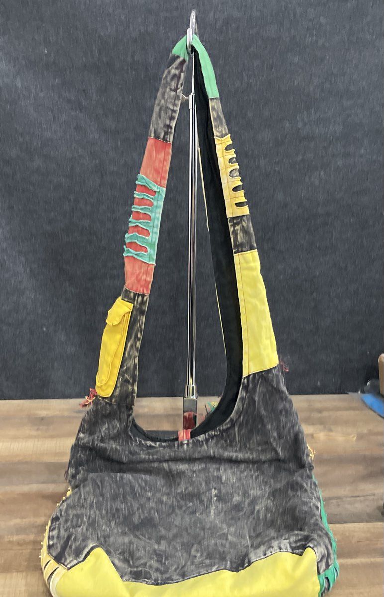 Unbranded Multi-Color Jamaica Heart Slouchy Cotton Canvas Hobo Shoulder Bag