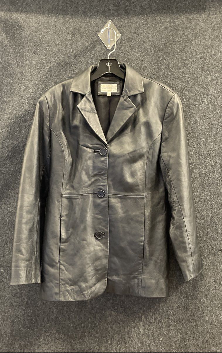 Charles Klein Men's Black Genuine Leather 3-Button Jacket Blazer Coat Sz S