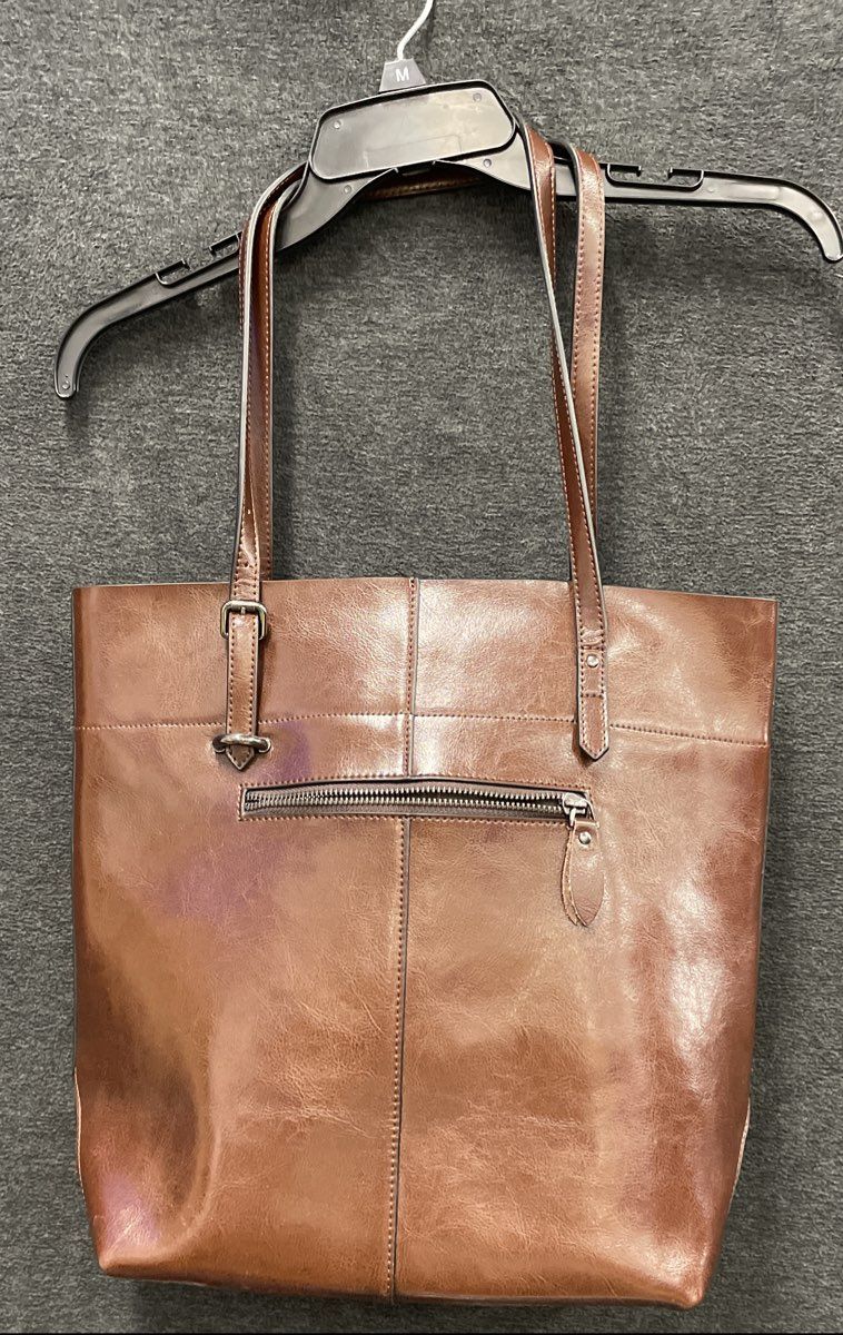 S-ZONE Brown Split Cow Leather Large Tote Bag Shoulder Handbag D03V201704